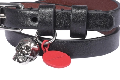 Shop Alexander Mcqueen Skull Detail Double Wrap Bracelet In Black