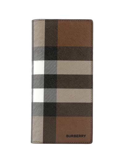 Shop Burberry House Check Bifold Wallet In Brown