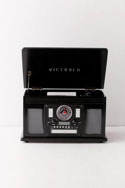 Shop Victrola Nostalgic 8-in-1 Bluetooth Entertainment Center In Black