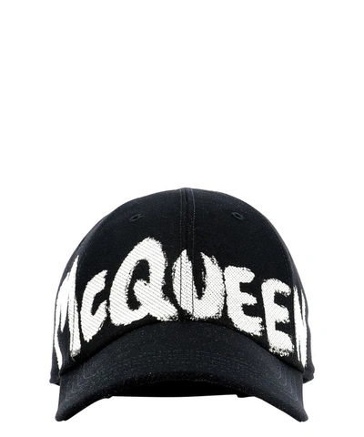 Shop Alexander Mcqueen Graffiti Logo Baseball Cap In Black