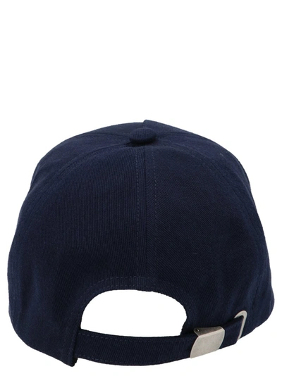 Shop Balmain Logo Printed Baseball Cap In Blue