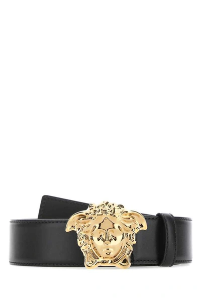 Shop Versace Medusa Buckle Belt In Black