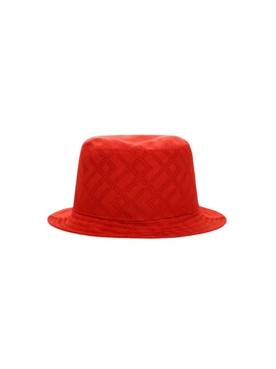 Shop Versace Logo Patch Bucket Hat In Red