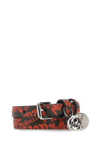 Shop Alexander Mcqueen Logo Printed Wrap Bracelet In Multi