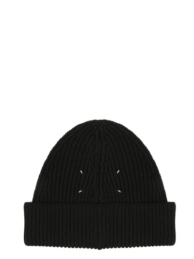 Shop Maison Margiela Four Stitches Beanie In Black