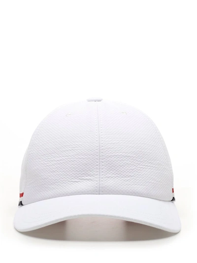 Shop Thom Browne Stripe Detail Baseball Cap In White