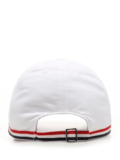 Shop Thom Browne Stripe Detail Baseball Cap In White