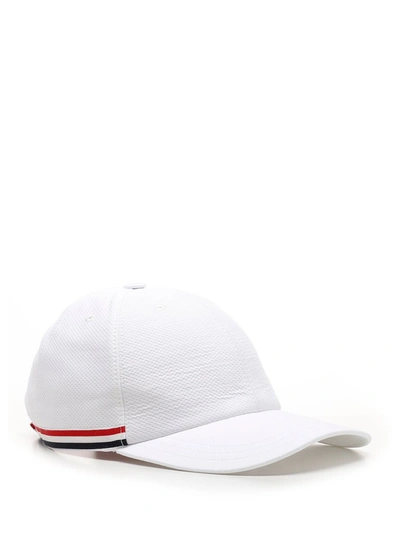 Shop Thom Browne Stripe Detail Baseball Cap In White