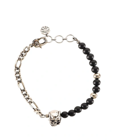 Shop Alexander Mcqueen Beads And Skull Bracelet In Multi