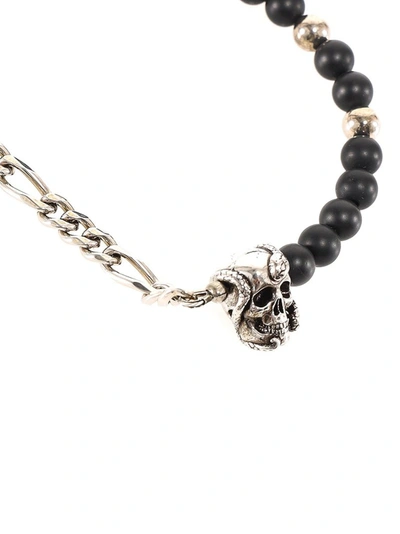 Shop Alexander Mcqueen Beads And Skull Bracelet In Multi