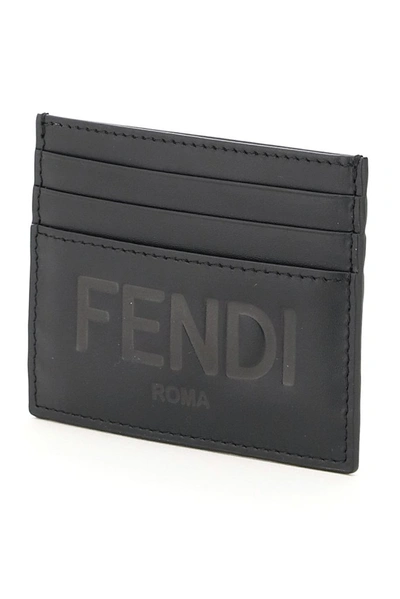 Shop Fendi Roma Lettering Cardholder In Black