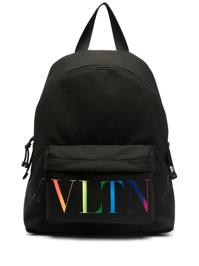 Shop Valentino Vltn Printed Backpack In Black