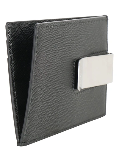 Shop Prada Saffiano Logo Plaque Card Holder In Black