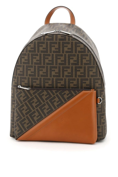 Shop Fendi Ff Motif Backpack In Brown
