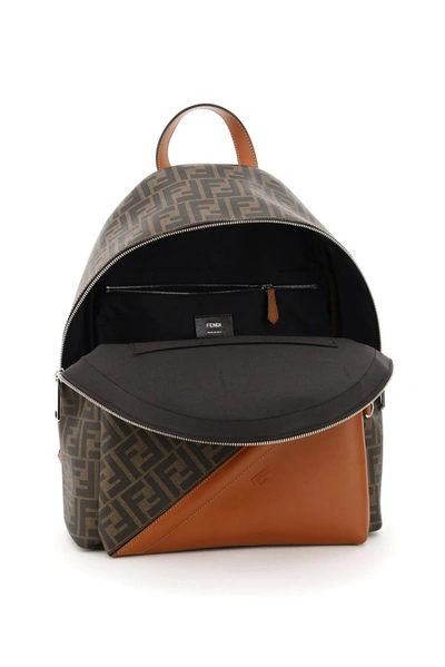 Shop Fendi Ff Motif Backpack In Brown