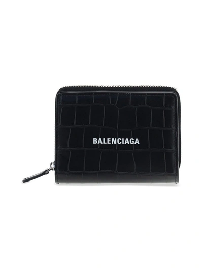 Shop Balenciaga Cash Embossed Zip In Black