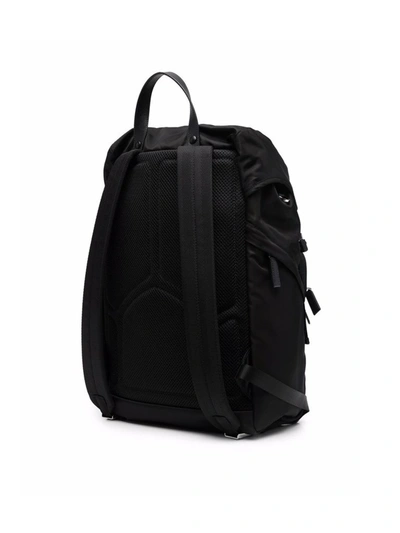 Shop Prada Logo Plaque Buckled Backpack In Black