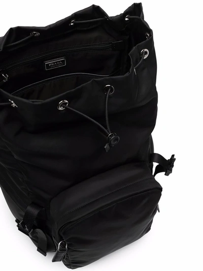 Shop Prada Logo Plaque Buckled Backpack In Black