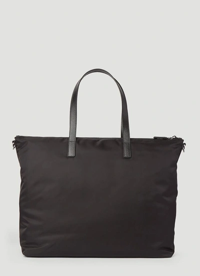 Shop Prada Logo Plaque Tote Bag In Black