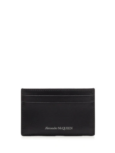 Shop Alexander Mcqueen Logo Print Cardholder In Black