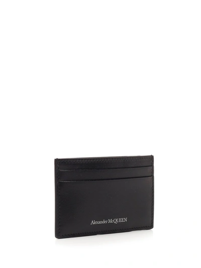 Shop Alexander Mcqueen Logo Print Cardholder In Black