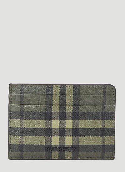 Shop Burberry Check Print Cardholder In Green