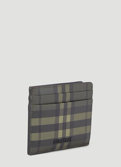 Shop Burberry Check Print Cardholder In Green