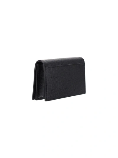 Shop Prada Logo Foldover Wallet In Black