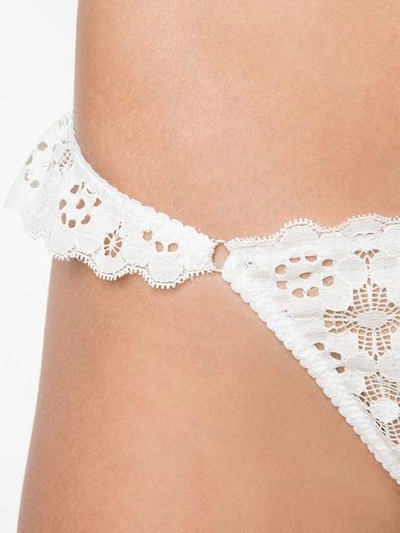 Shop Fleur Du Mal Crochet Lace Thong In White