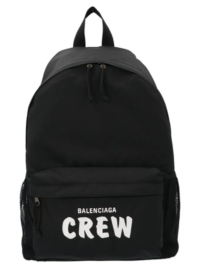 Shop Balenciaga Crew Printed Backpack In Black
