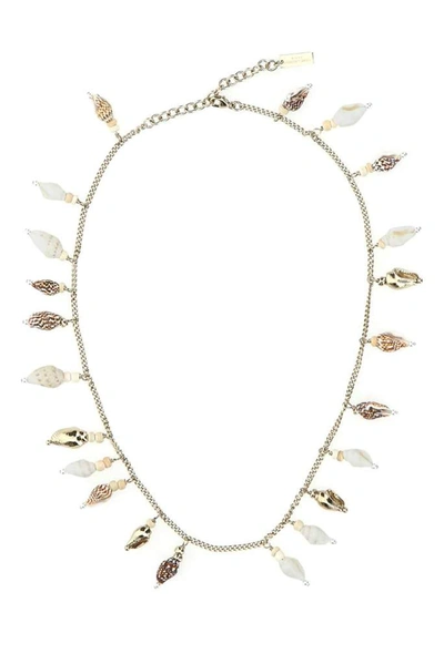 Shop Saint Laurent Seashell Charm Necklace In Gold