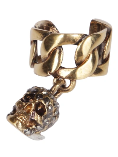 Shop Alexander Mcqueen Skull Ear Cuff In Gold