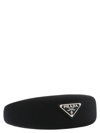 Shop Prada Logo Plaque Headband In Black