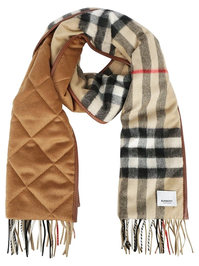 Shop Burberry Quilted Check Scarf In Multi