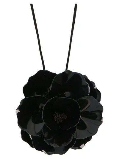 Shop Saint Laurent Camelia Choker Necklace In Black