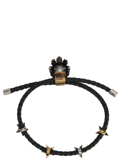 Shop Alexander Mcqueen Skull Pendant Bracelet In Black