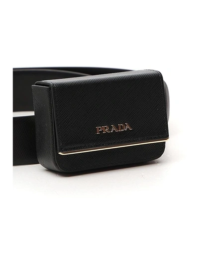 Shop Prada Pouch Buckle Belt In Black