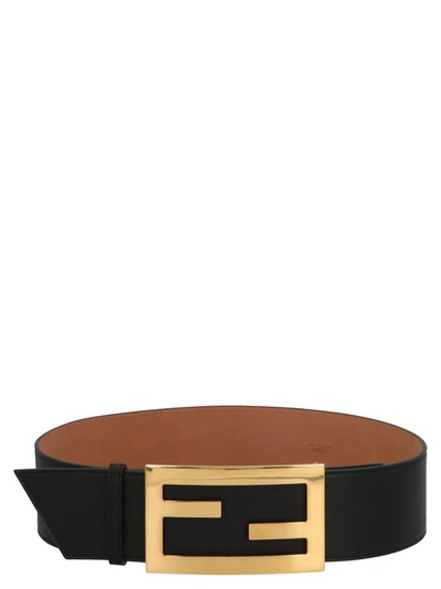 Shop Fendi Ff Baguette Buckle Belt In Black