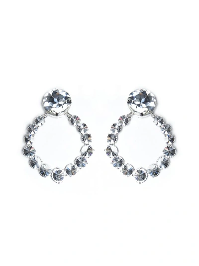 Shop Alessandra Rich Crystal Hoop Earrings In Silver