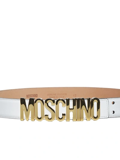 Shop Moschino Lettering Logo Belt In White