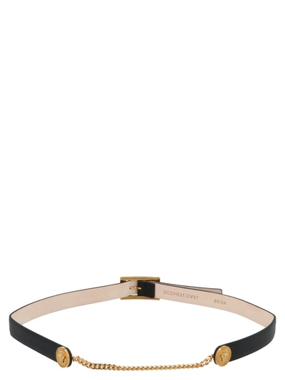 Shop Versace Virtus Buckle Belt In Black