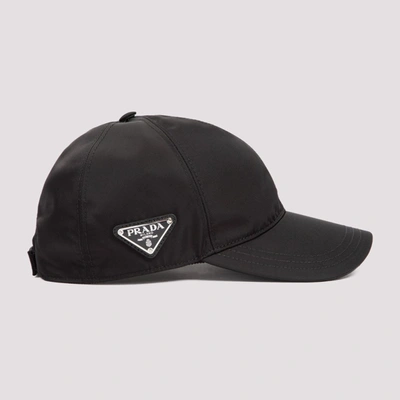Shop Prada Logo Plaque Baseball Hat In Black