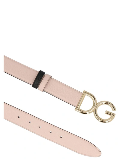 Shop Dolce & Gabbana Logo Plaque Reversible Belt In Pink