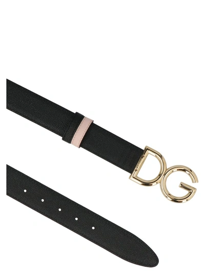 Shop Dolce & Gabbana Logo Plaque Reversible Belt In Pink