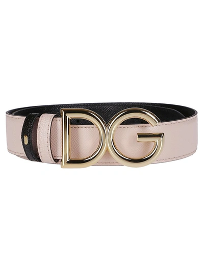 Shop Dolce & Gabbana Reversible Logo Plaque Belt In Pink