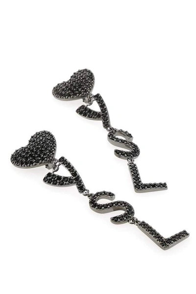 Shop Saint Laurent Crystal Embellished Earrings In Black