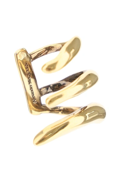 Shop Alexander Mcqueen Triple Hook Ear Cuff In Gold