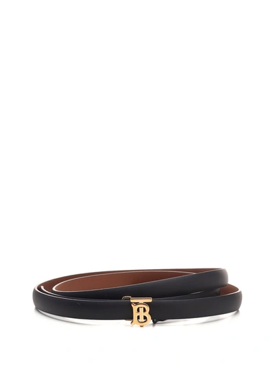 Shop Burberry Reversible Monogram Buckle Belt In Black
