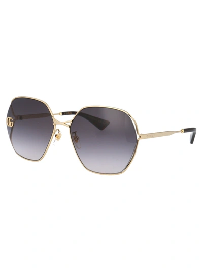 Shop Gucci Eyewear Square Frame Sunglasses In Gold