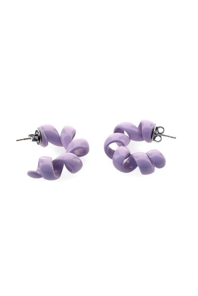 Shop Bottega Veneta Coiled Hoop Earrings In Purple